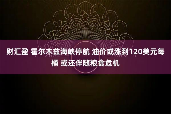财汇盈 霍尔木兹海峡停航 油价或涨到120美元每桶 或还伴随粮食危机